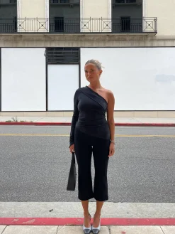 Djerf Avenue Midnight One Shoulder Top Ash New