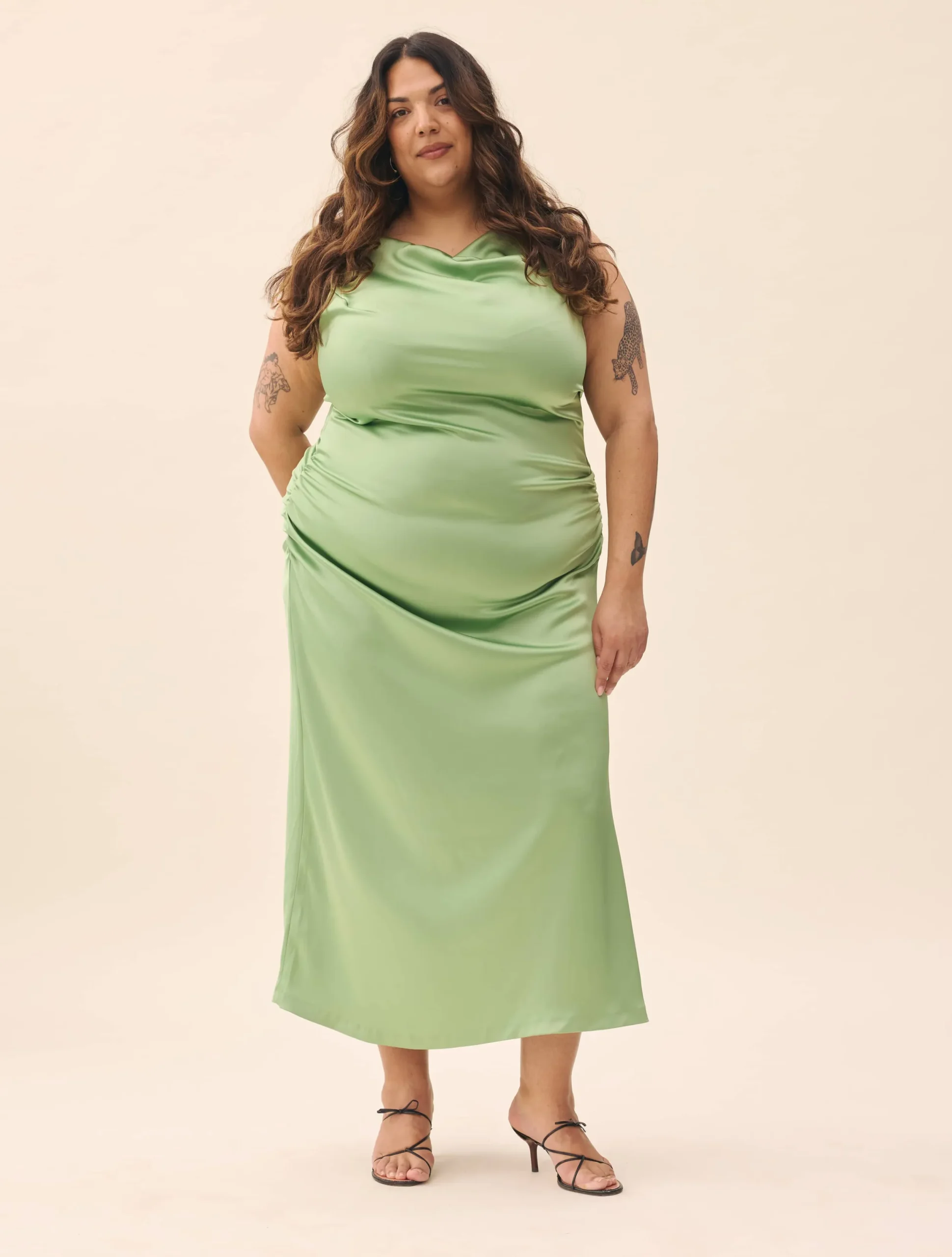Djerf Avenue Occasion Satin Dress Pistachio Hot
