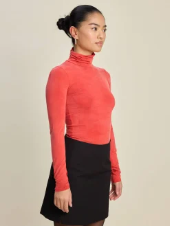 Djerf Avenue Occasion Turtleneck Top Red New