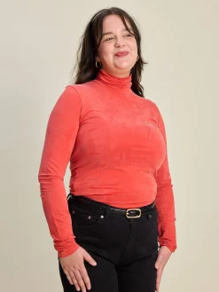 Djerf Avenue Occasion Turtleneck Top Red New