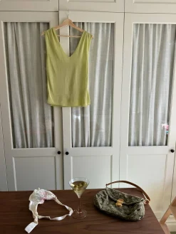 Djerf Avenue Peridot V-neck Top Green Clearance