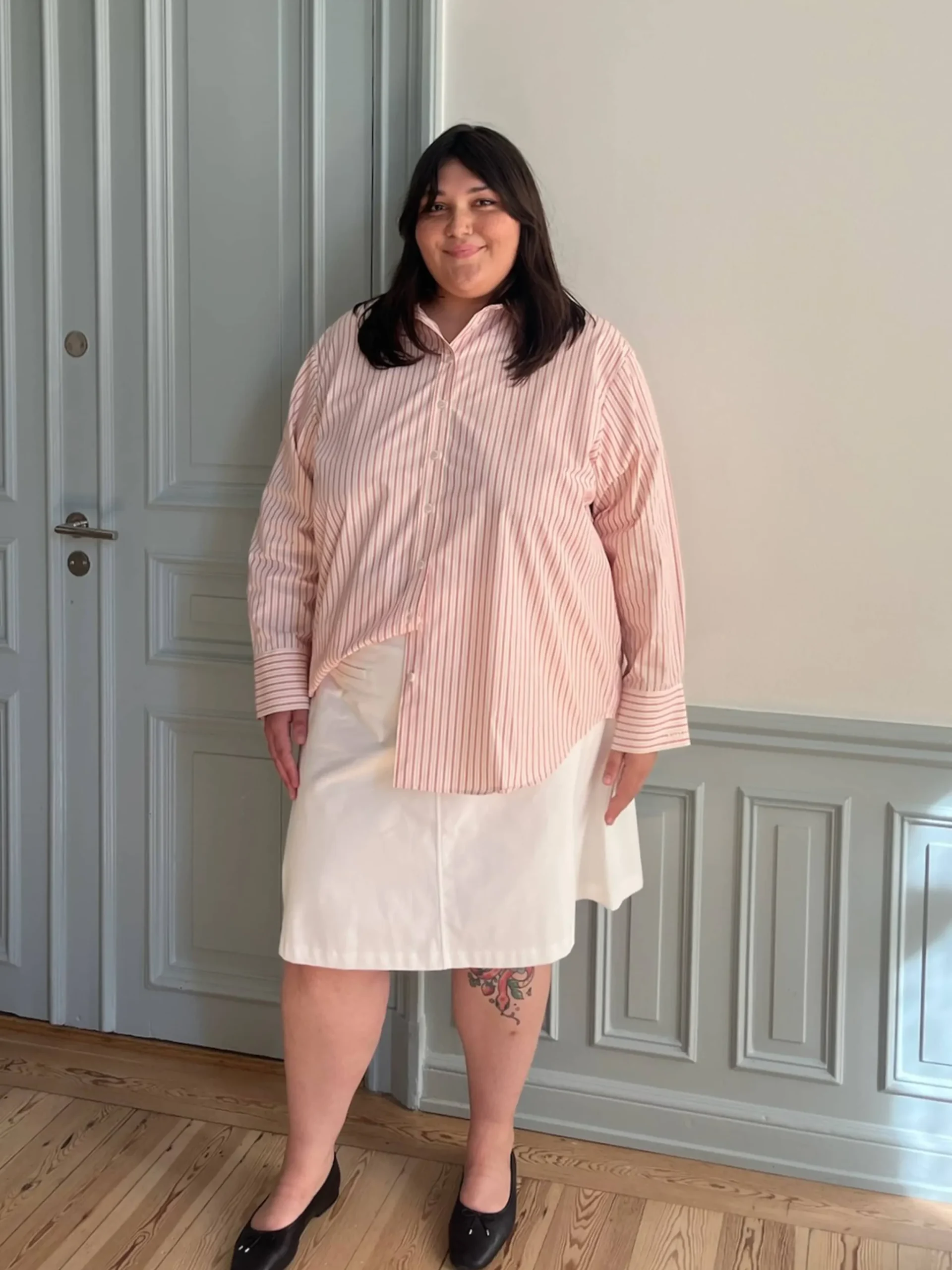 Djerf Avenue Poplin Classic Shirt Pink Stripe Clearance