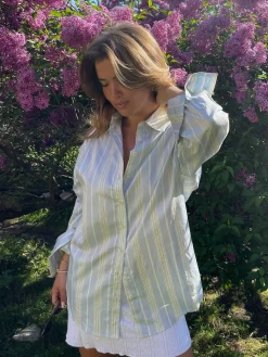 Djerf Avenue Poplin Classic Shirt Slushy Stripe Online