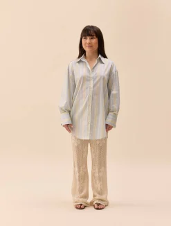 Djerf Avenue Poplin Classic Shirt Slushy Stripe Online