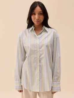 Djerf Avenue Poplin Classic Shirt Slushy Stripe Online