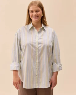 Djerf Avenue Poplin Classic Shirt Slushy Stripe Online