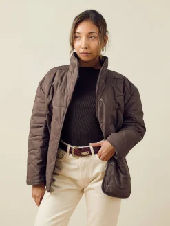 Djerf Avenue Quilted Jacket Espresso New