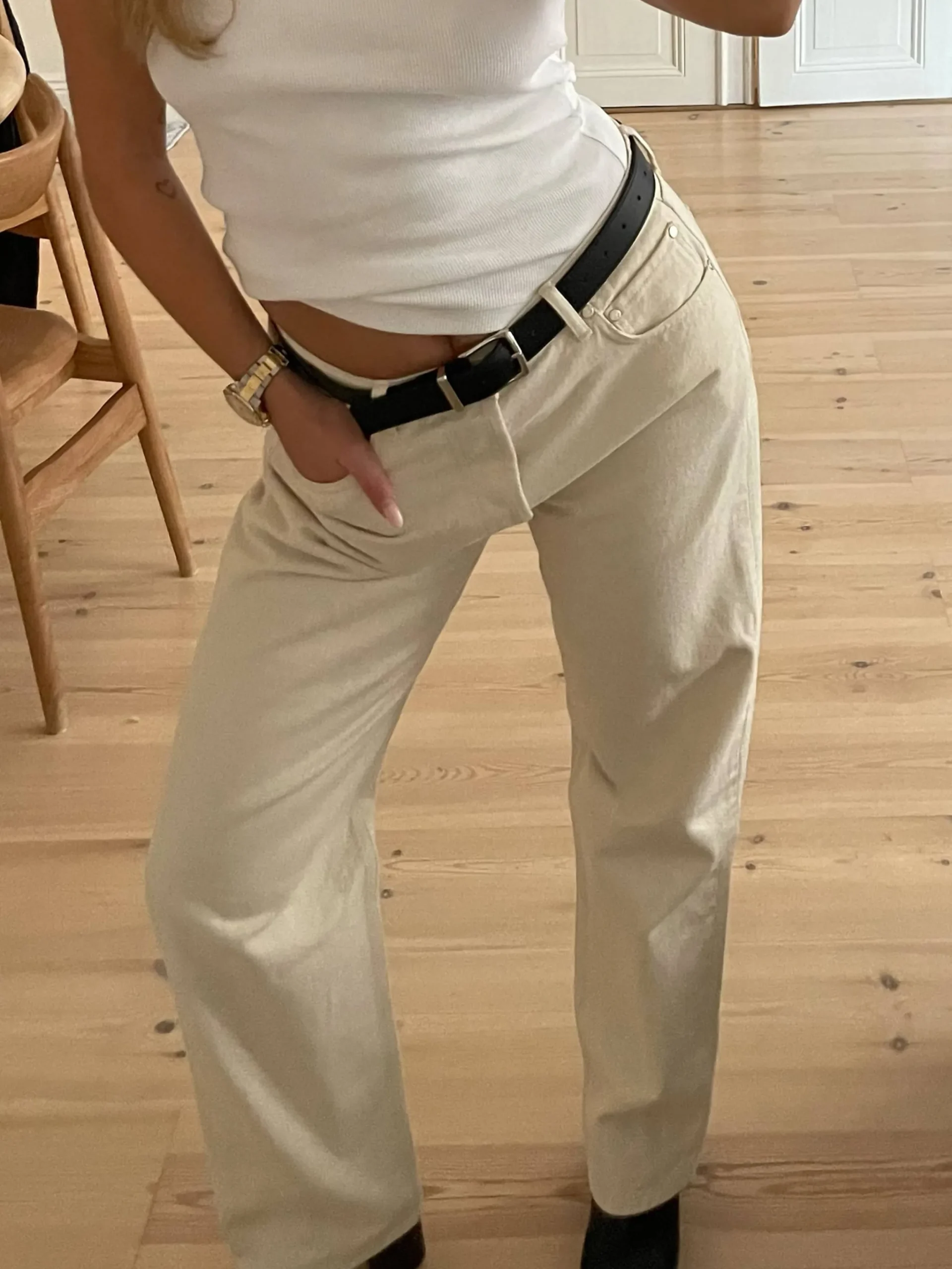 Djerf Avenue Relaxed Jeans Cream Outlet