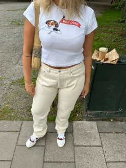 Djerf Avenue Relaxed Jeans Cream - Tall Sale