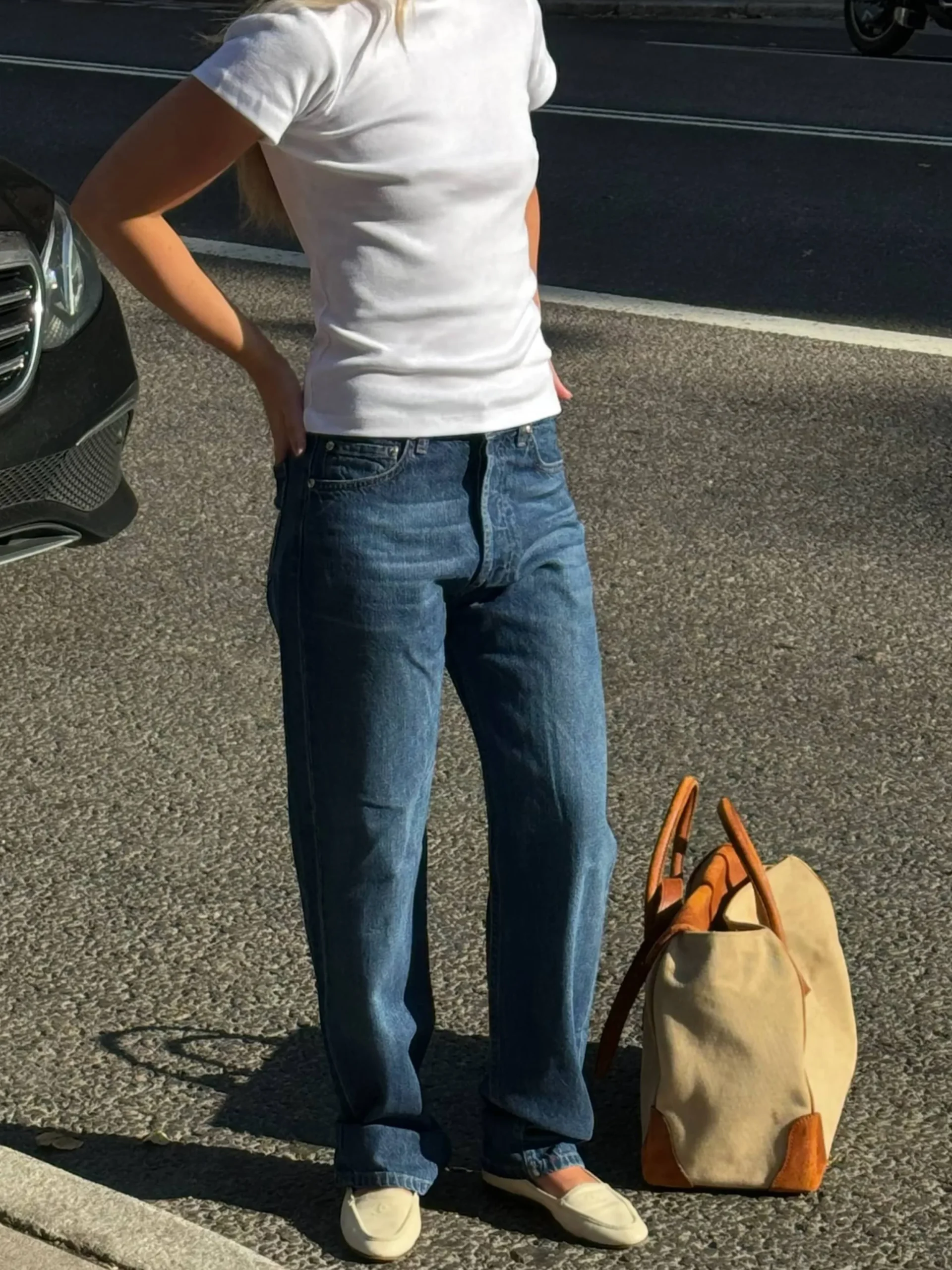 Djerf Avenue Relaxed Jeans Dark Blue Outlet