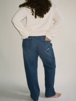Djerf Avenue Relaxed Jeans Dark Blue - Tall Sale