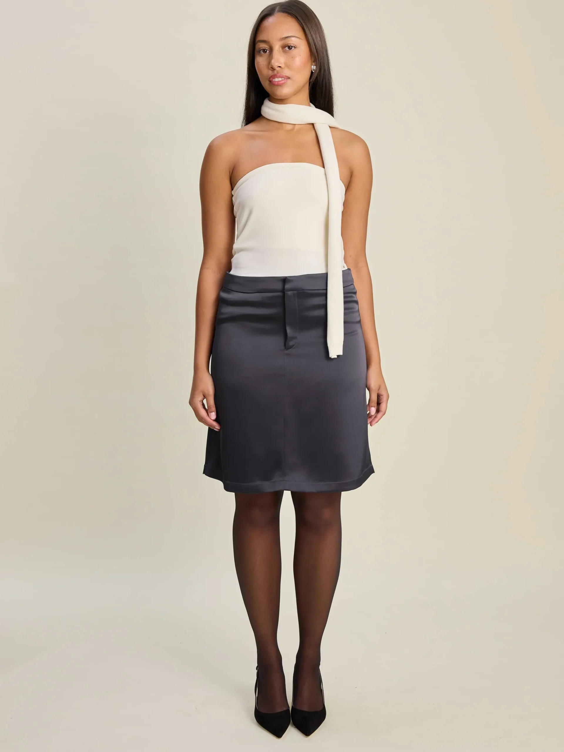 Djerf Avenue Satin A-lined Skirt Anthracite Best