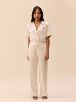 Djerf Avenue Satin Pants Ivory