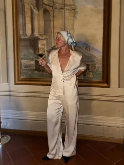 Djerf Avenue Satin Pants Ivory