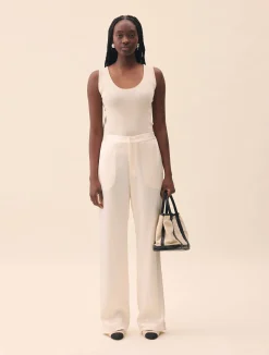Djerf Avenue Satin Pants Ivory - Tall Hot