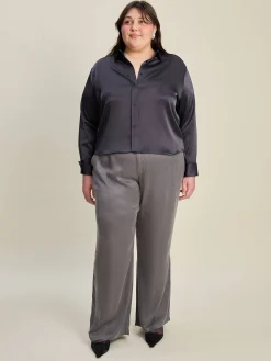 Djerf Avenue Satin Shirt Anthracite Outlet