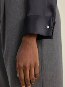 Djerf Avenue Satin Shirt Anthracite Outlet