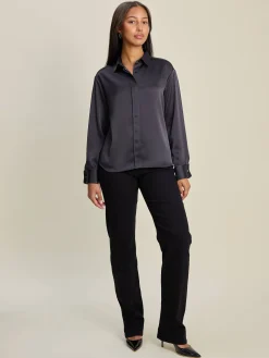 Djerf Avenue Satin Shirt Anthracite Outlet