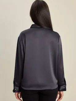Djerf Avenue Satin Shirt Anthracite Outlet