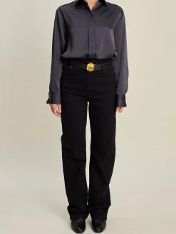 Djerf Avenue Satin Shirt Anthracite Outlet