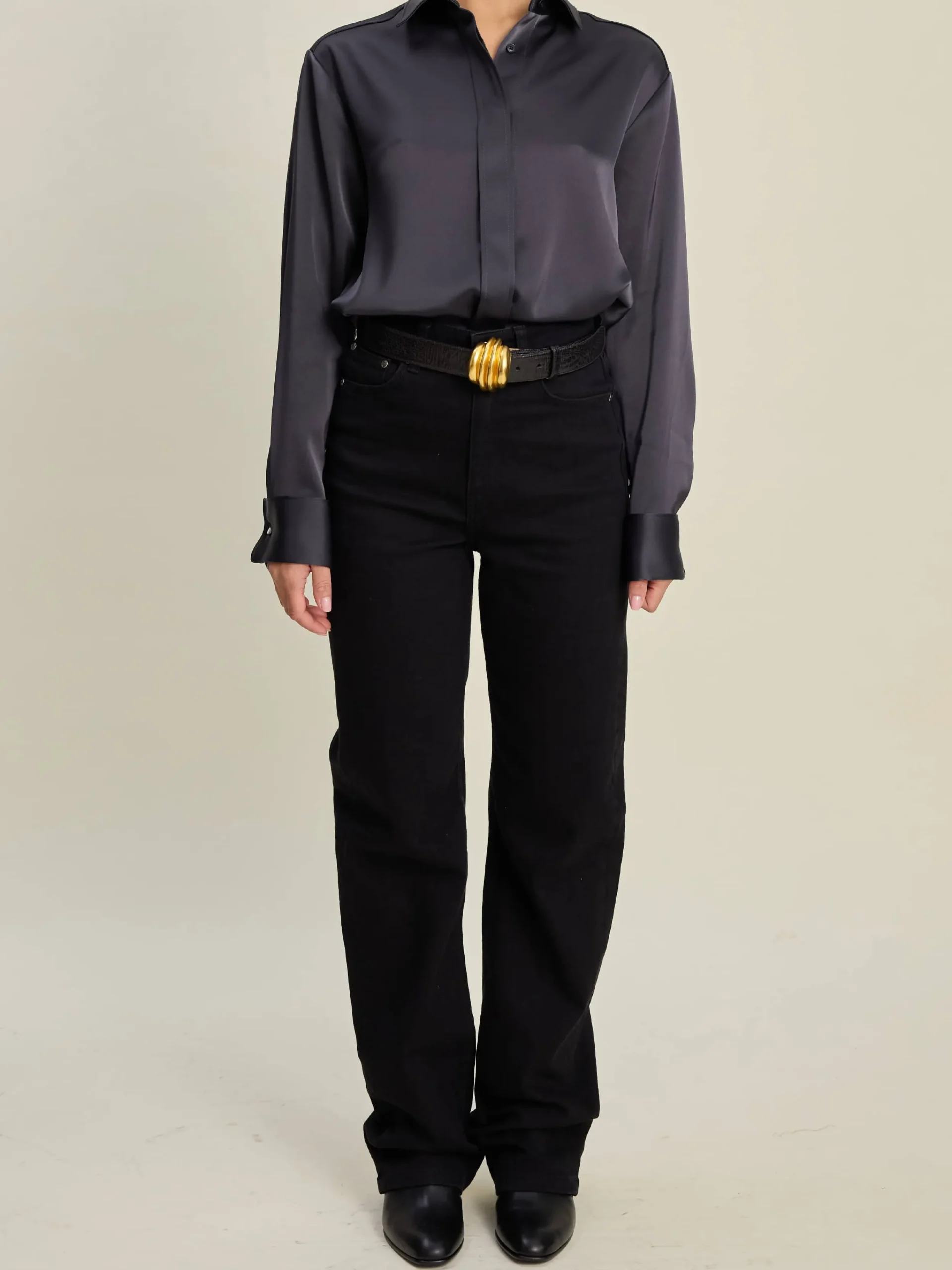 Djerf Avenue Satin Shirt Anthracite Outlet