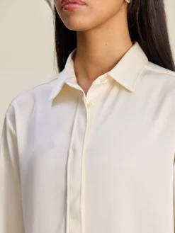 Djerf Avenue Satin Shirt Ivory Outlet