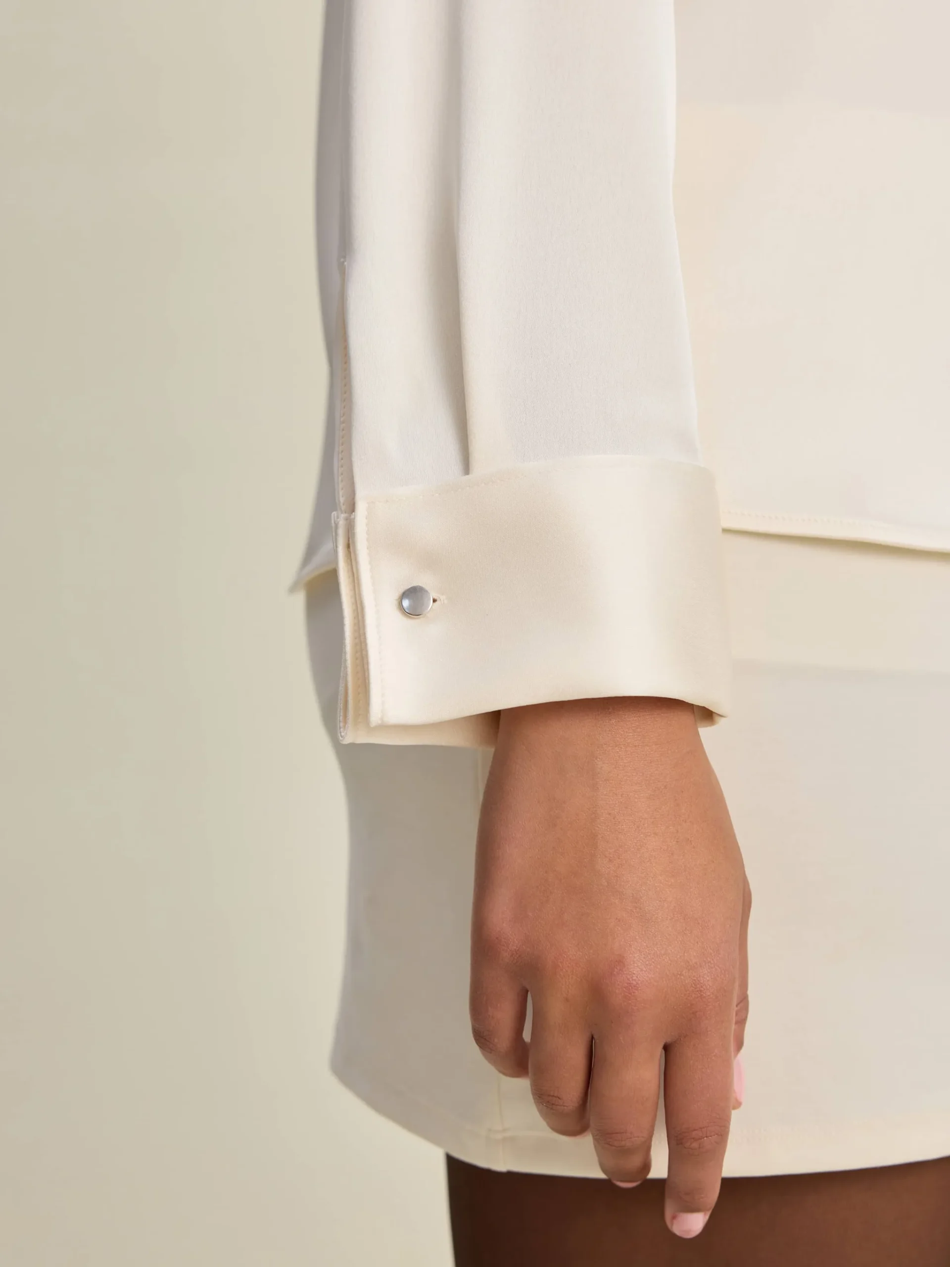 Djerf Avenue Satin Shirt Ivory Outlet