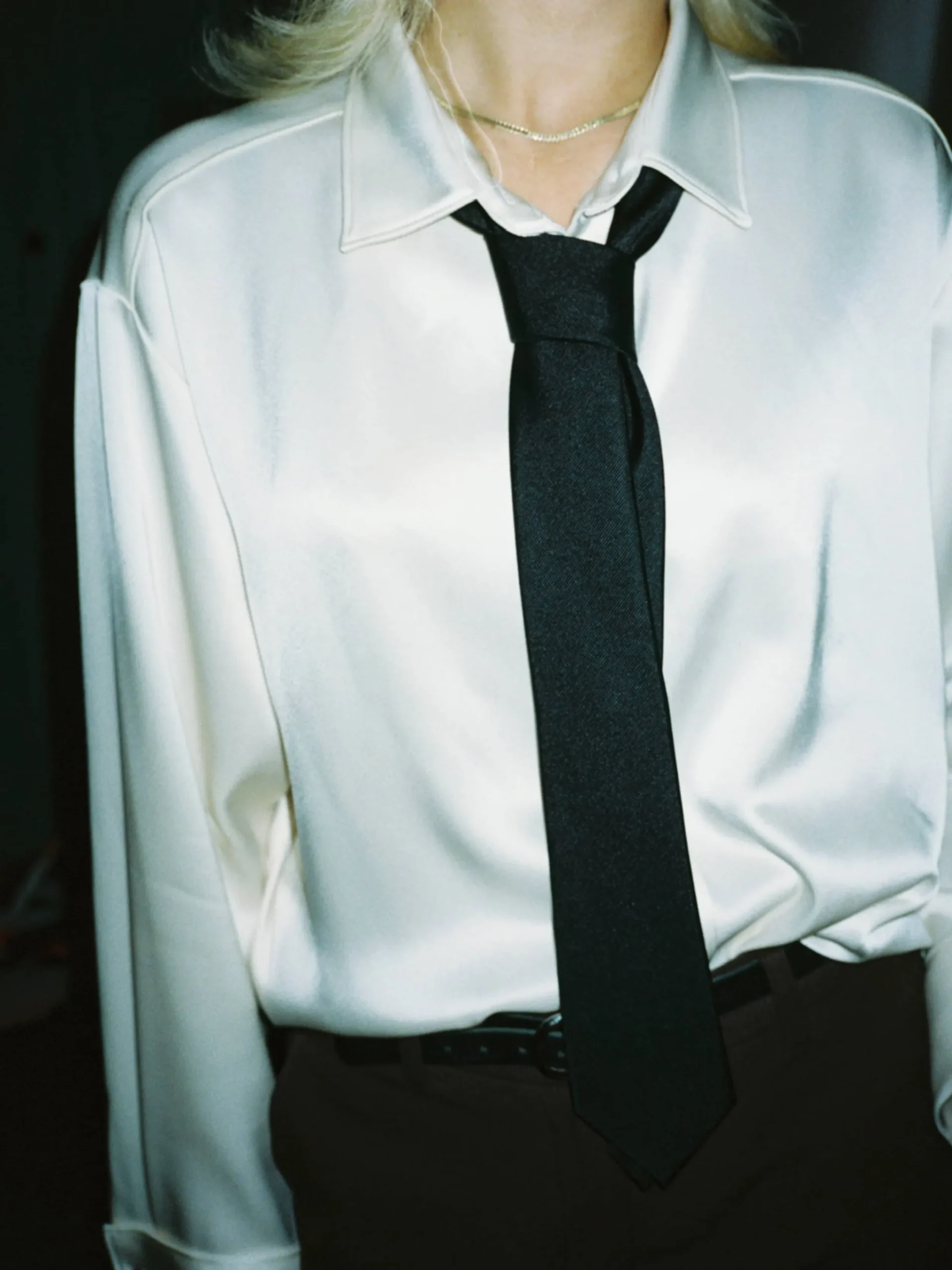 Djerf Avenue Satin Shirt Ivory Outlet
