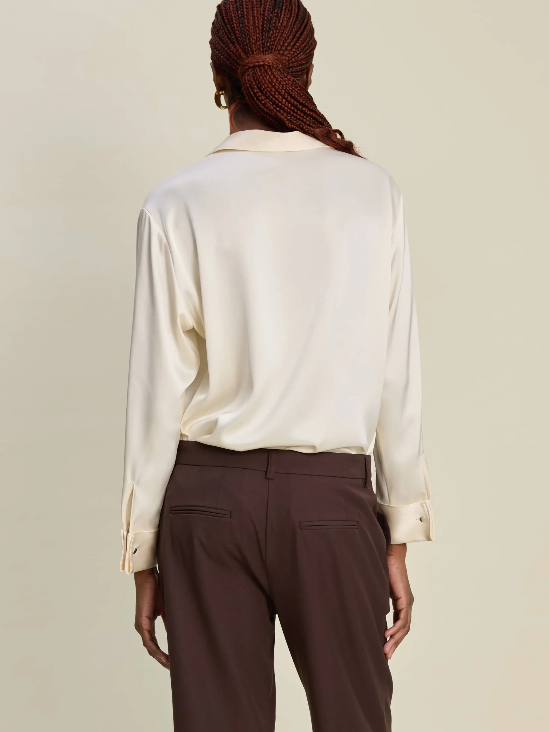 Djerf Avenue Satin Shirt Ivory Outlet
