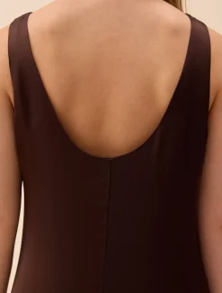 Djerf Avenue Satin Viscose Dress Dark mocha Hot