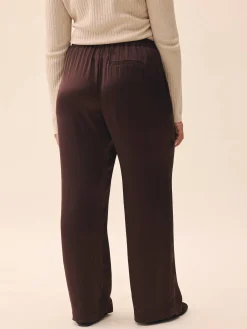 Djerf Avenue Satin Viscose Pants Dark mocha