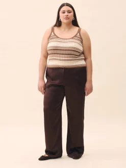 Djerf Avenue Satin Viscose Pants Dark mocha