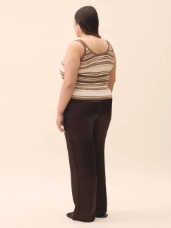 Djerf Avenue Satin Viscose Pants Dark mocha