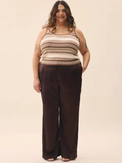 Djerf Avenue Satin Viscose Pants Dark mocha