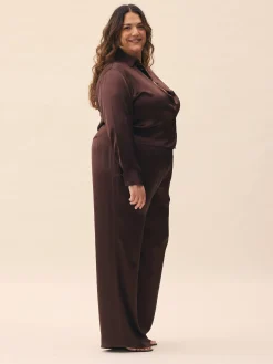 Djerf Avenue Satin Viscose Pants Dark mocha