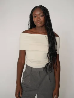 Djerf Avenue Selenite Off Shoulder Top Cream