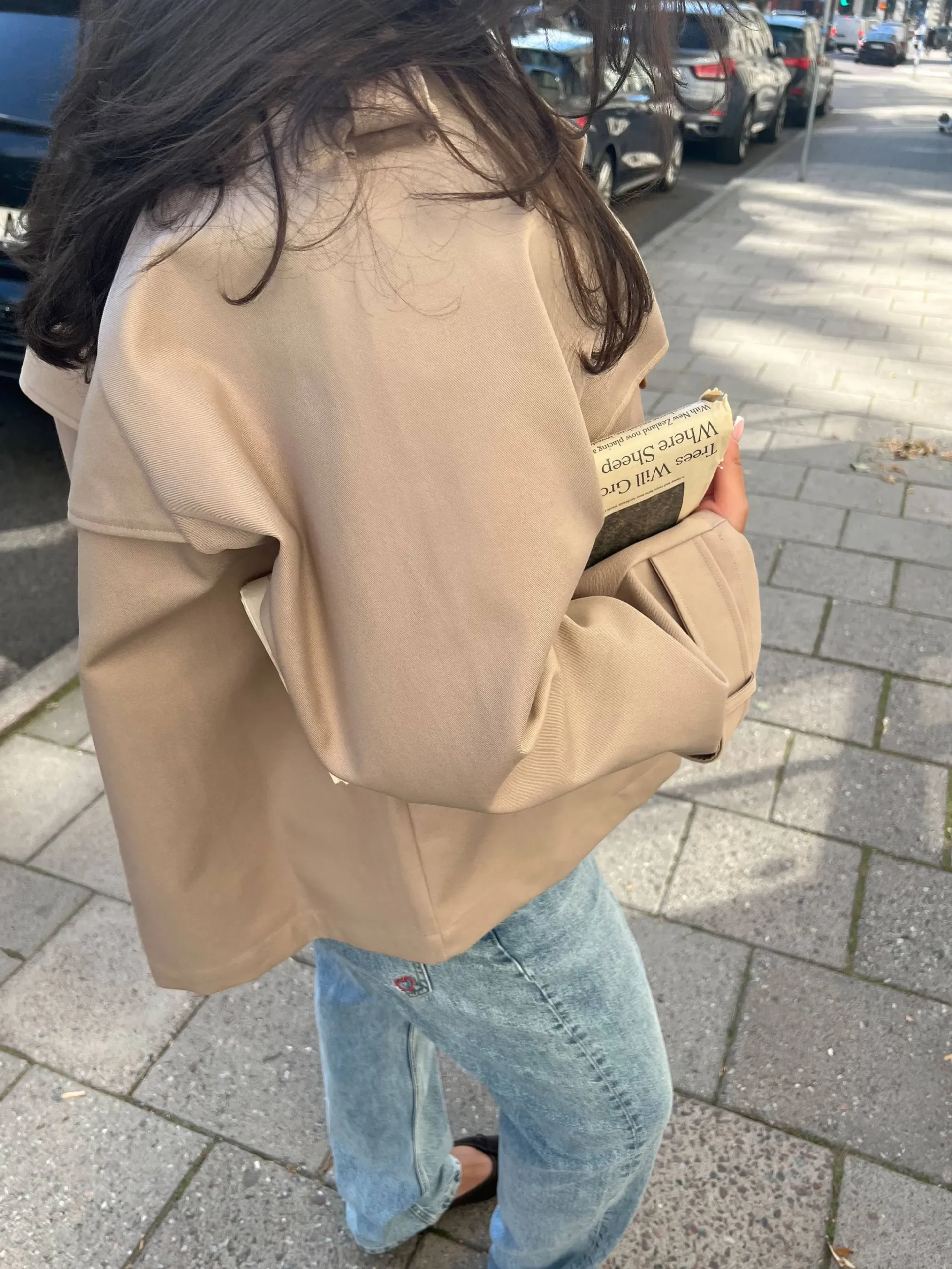 Djerf Avenue Short Trench Coat Sand Best