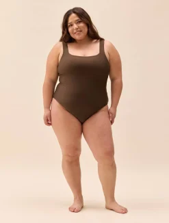 Djerf Avenue Square Neck Swimsuit Cocoa New