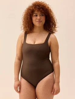 Djerf Avenue Square Neck Swimsuit Cocoa New