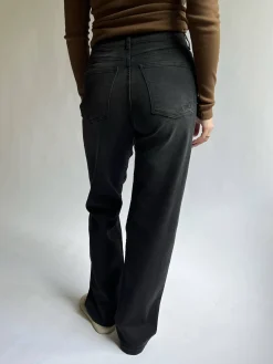 Djerf Avenue Straight Jeans Black Clearance