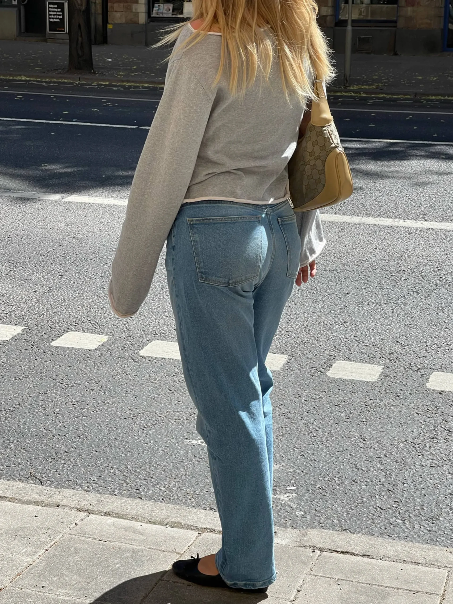 Djerf Avenue Straight Jeans Mid Blue Outlet