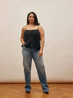 Djerf Avenue Straight Jeans Mid Blue - Tall