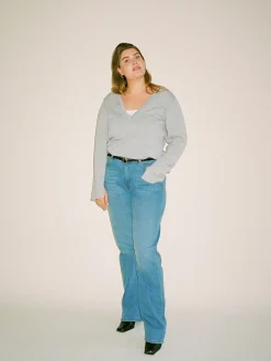 Djerf Avenue Straight Jeans Mid Blue - Tall