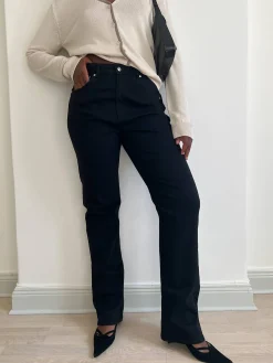 Djerf Avenue Straight Jeans Midnight Black - Tall Clearance