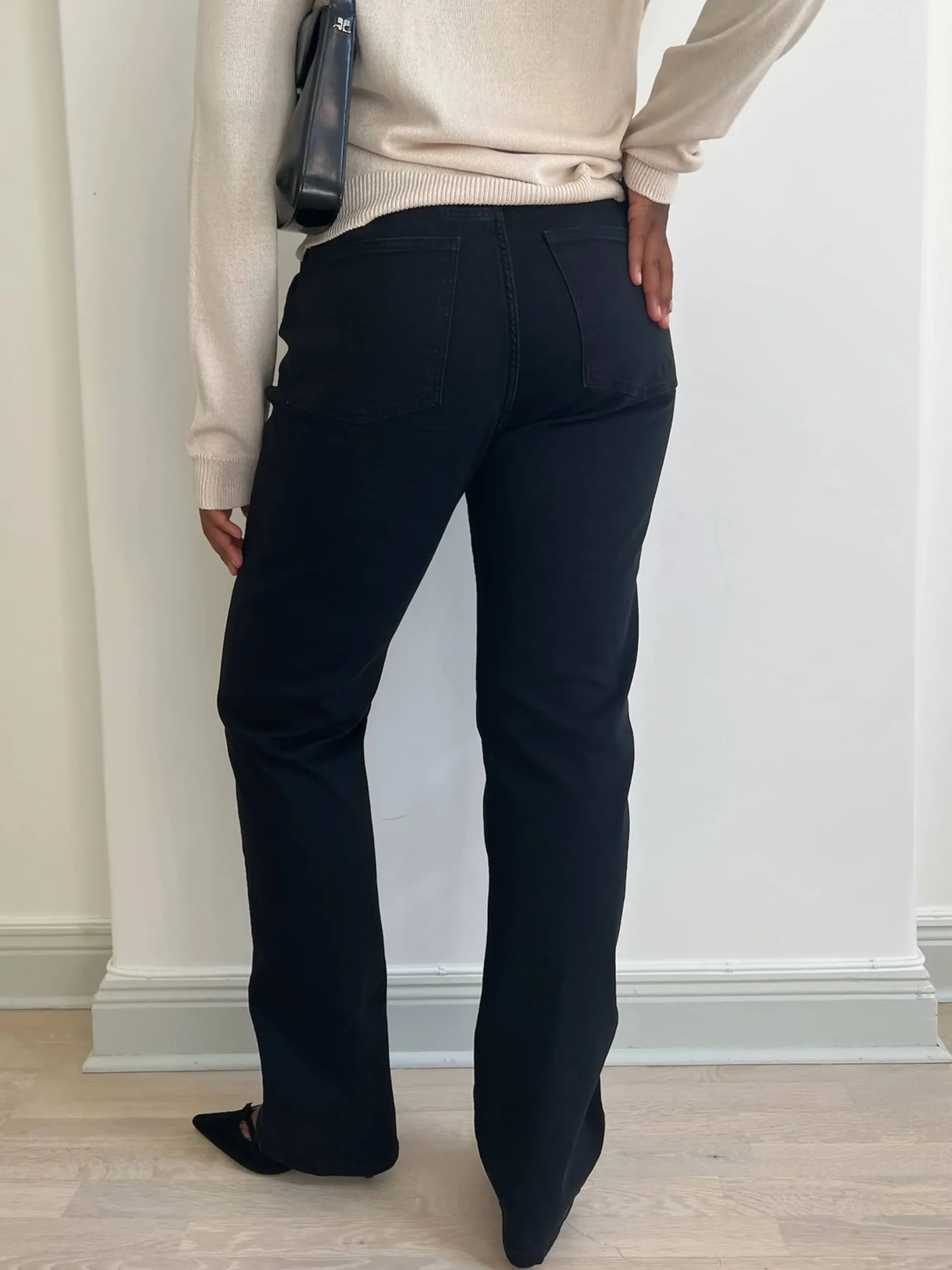Djerf Avenue Straight Jeans Midnight Black - Tall Clearance