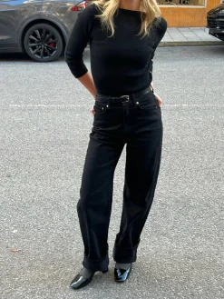 Djerf Avenue Straight Jeans Midnight Black - Tall Clearance