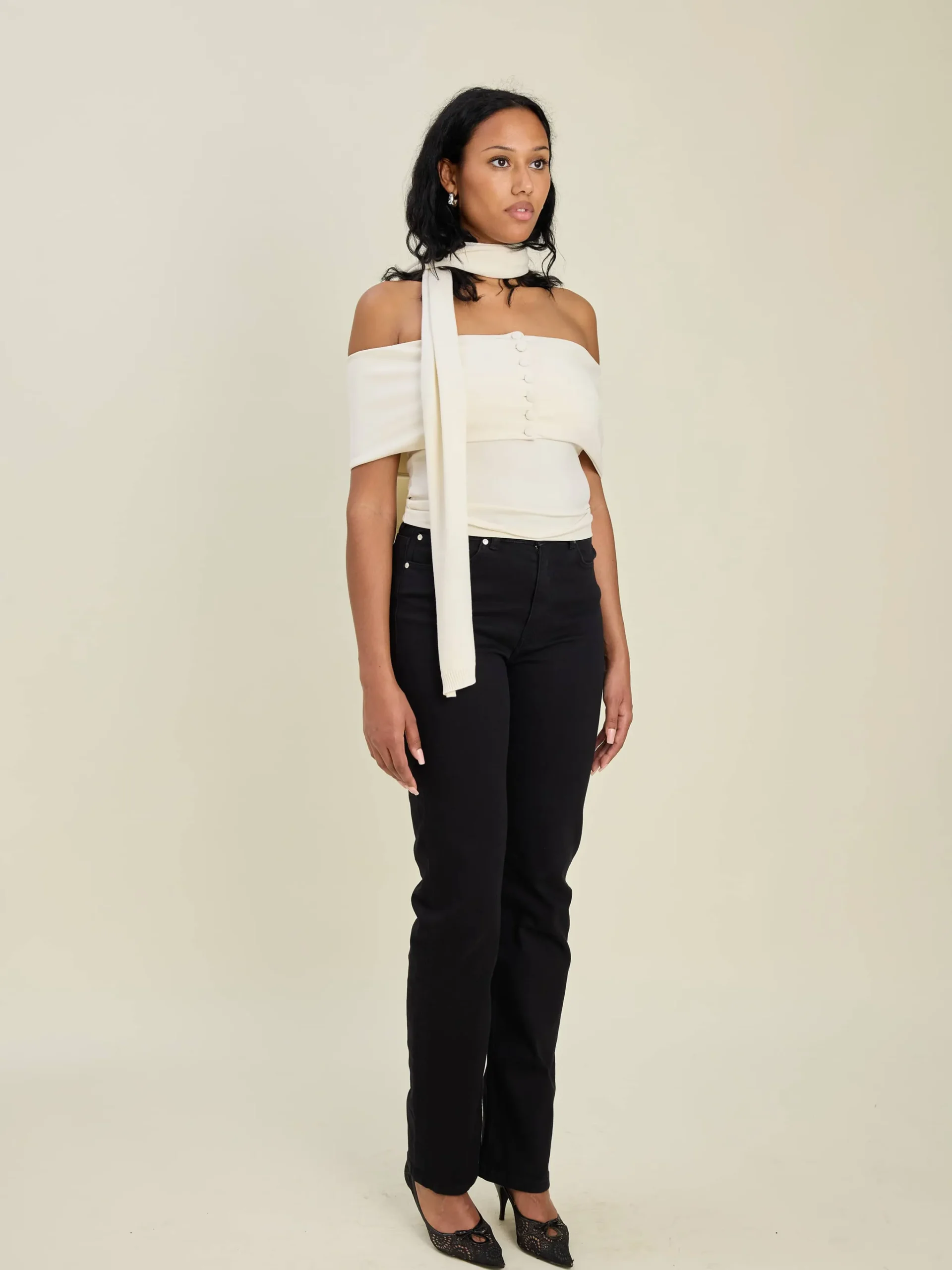 Djerf Avenue Straight Jeans Midnight Black - Tall Clearance