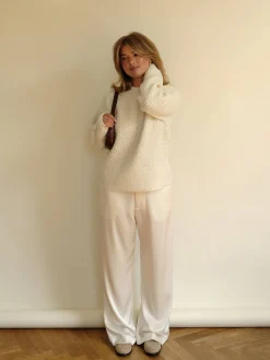 Djerf Avenue Structured Wool Sweater Cream Hot