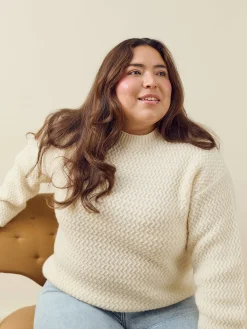 Djerf Avenue Structured Wool Sweater Cream Hot