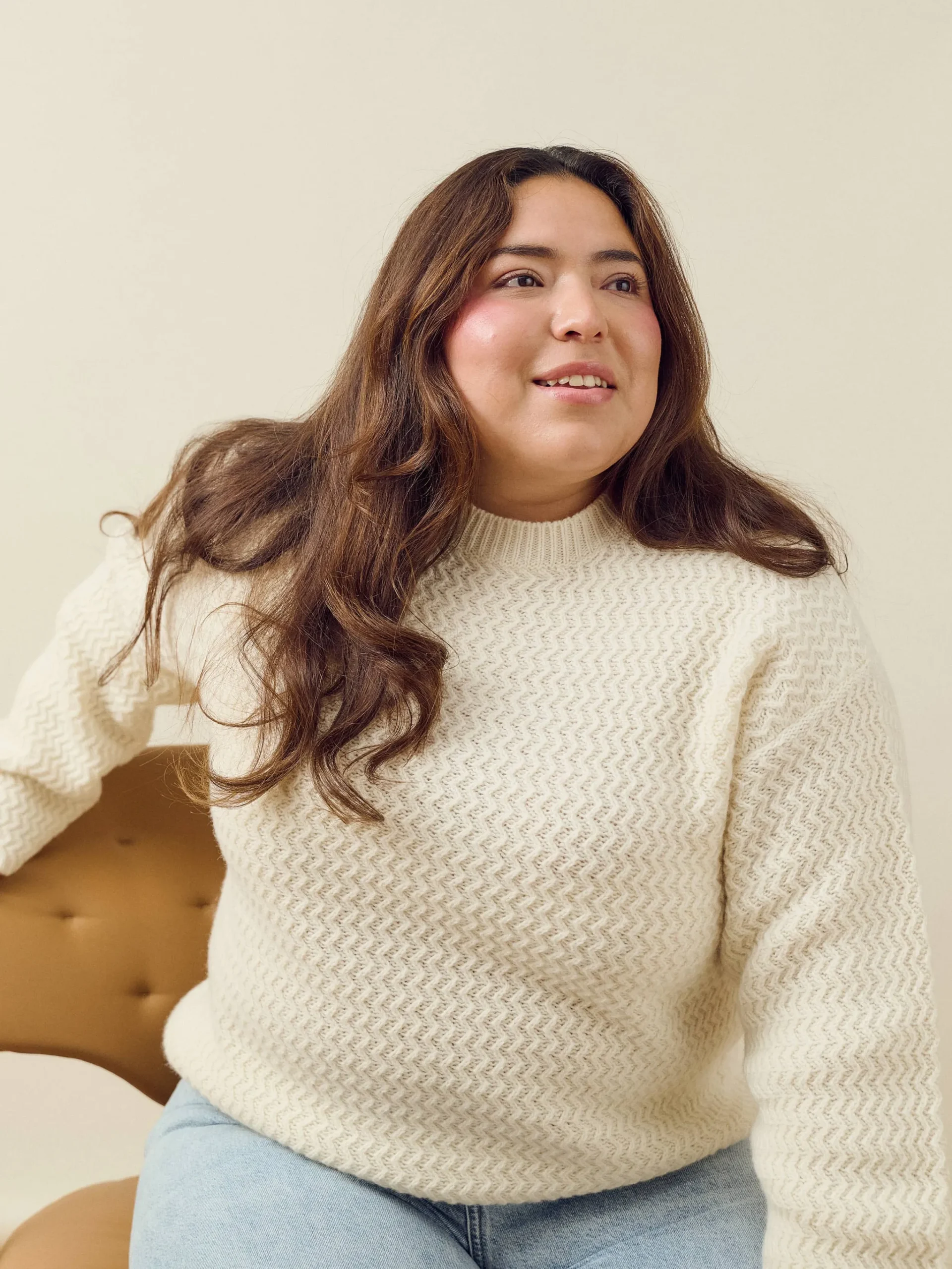 Djerf Avenue Structured Wool Sweater Cream Hot